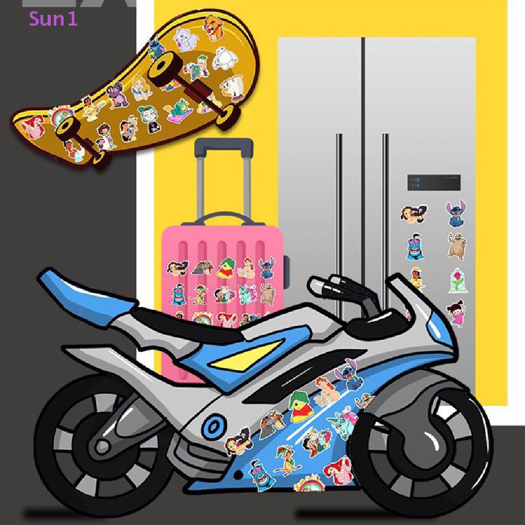 Bộ 50 Miếng Dán Hoạt Hình Disney Mix Trang Trí Laptop / Vali / Ván Trượt / Guitar / Điện Thoại Sun1 &gt; 50 Cái