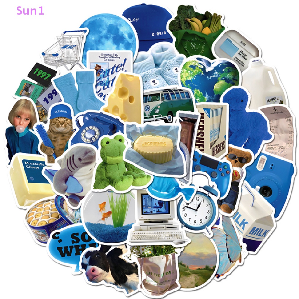 Túi 50 Miếng Dán Chống Nước Sun1 > 50 Cái Trang Trí Laptop / Xe Hơi / Điện Thoại / Va Li Phong Cách Kawaii