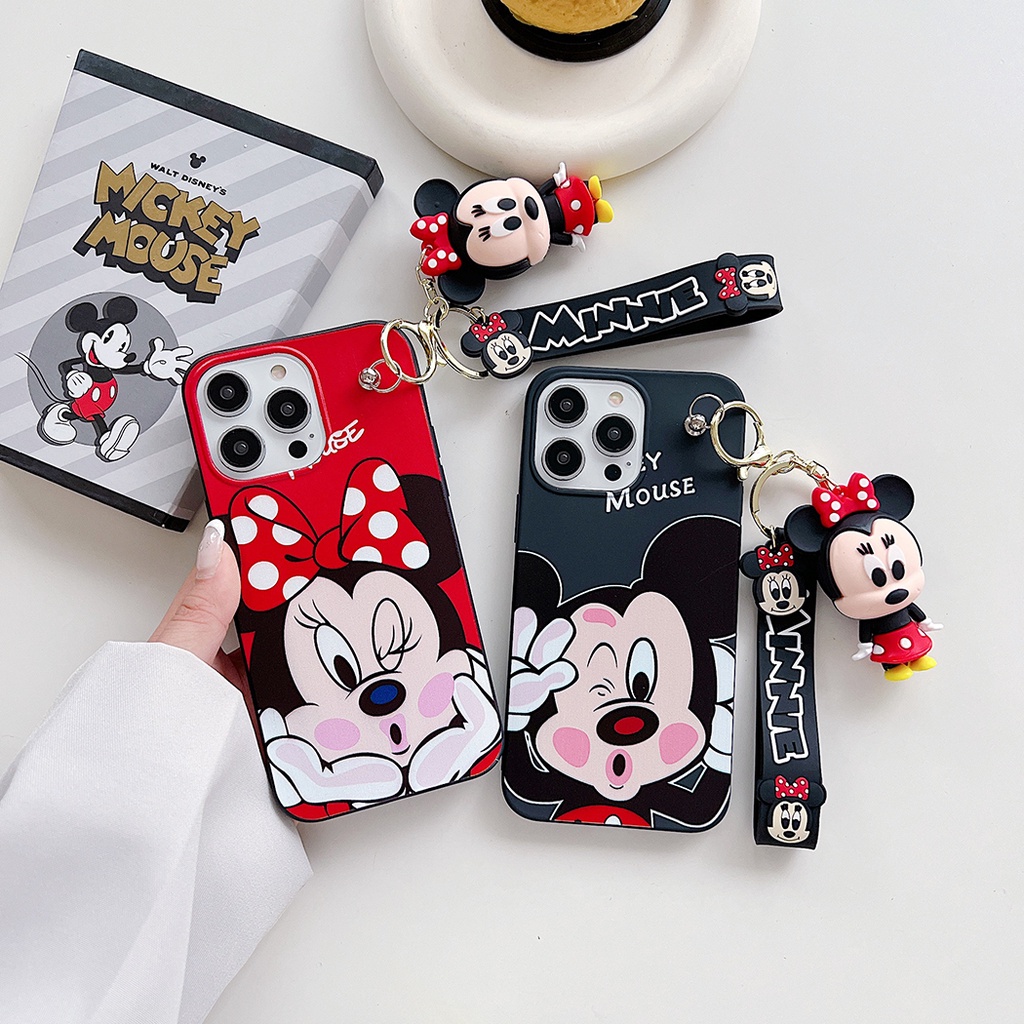 DISNEY Ốp Điện Thoại Gắn Búp Bê Mickey Minnie 3D Cho Samsung Galaxy S23 Ultra S22 S21 + S21FE S20 A14 A53 A71 A51 A50 A20s A10s