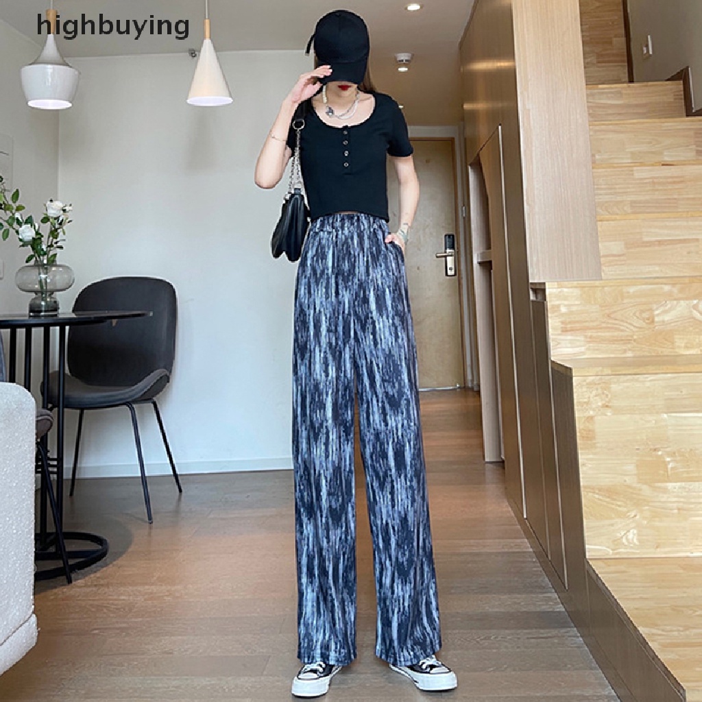 Quần ống rộng Lưng Cao Nhuộm Màu Độc Đáo Thời Trang Mùa Hè Cho Nữ