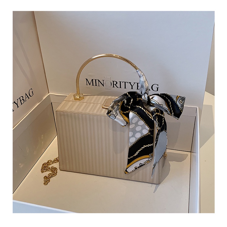 Túi Đeo Vai Hình Vuông Cỡ Nhỏ Bằng Lụa Phối Dây Đeo Sợi Xích Phong Cách Hàn Quốc Thời Trang Cho Nữ