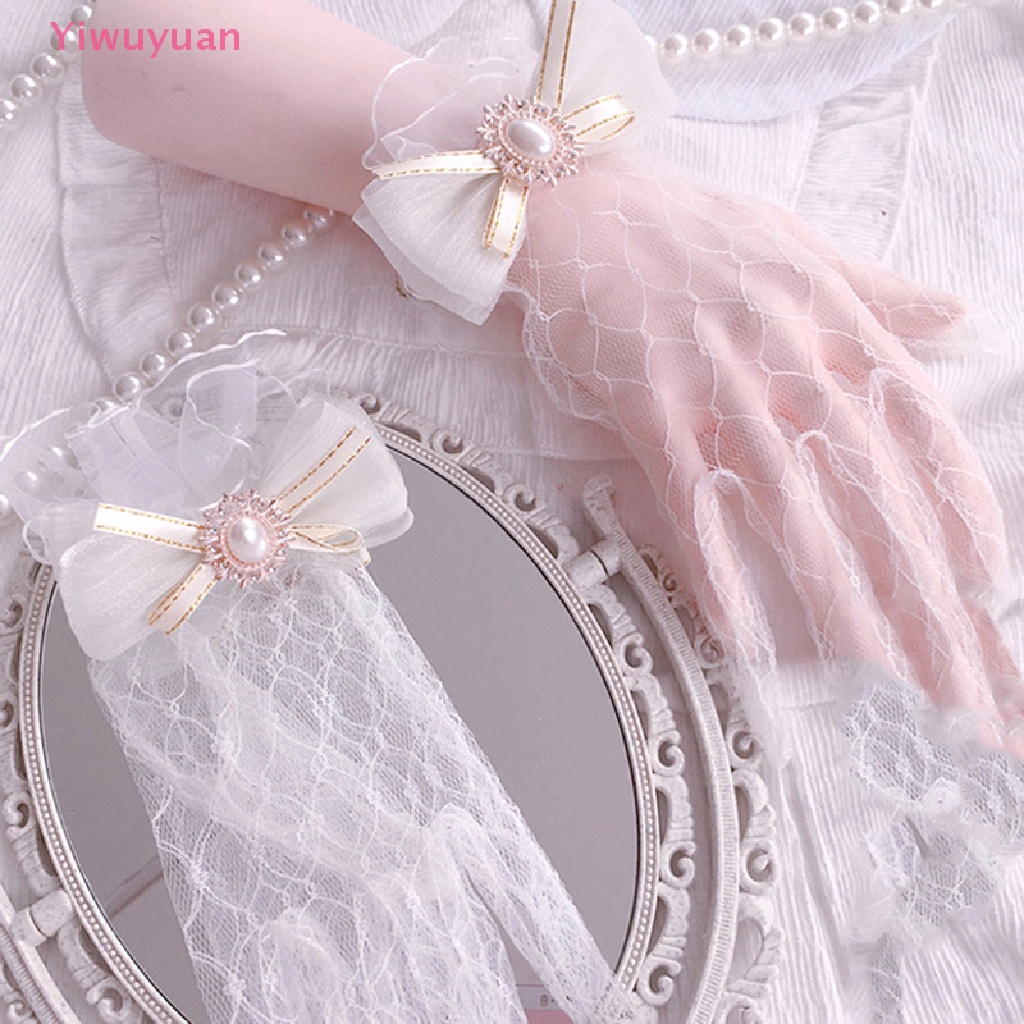 &lt; Yiwuyuan &gt; Găng Tay Ren Lưới Đính Nơ Phong Cách Lolita Mới Cho Bé Gái
