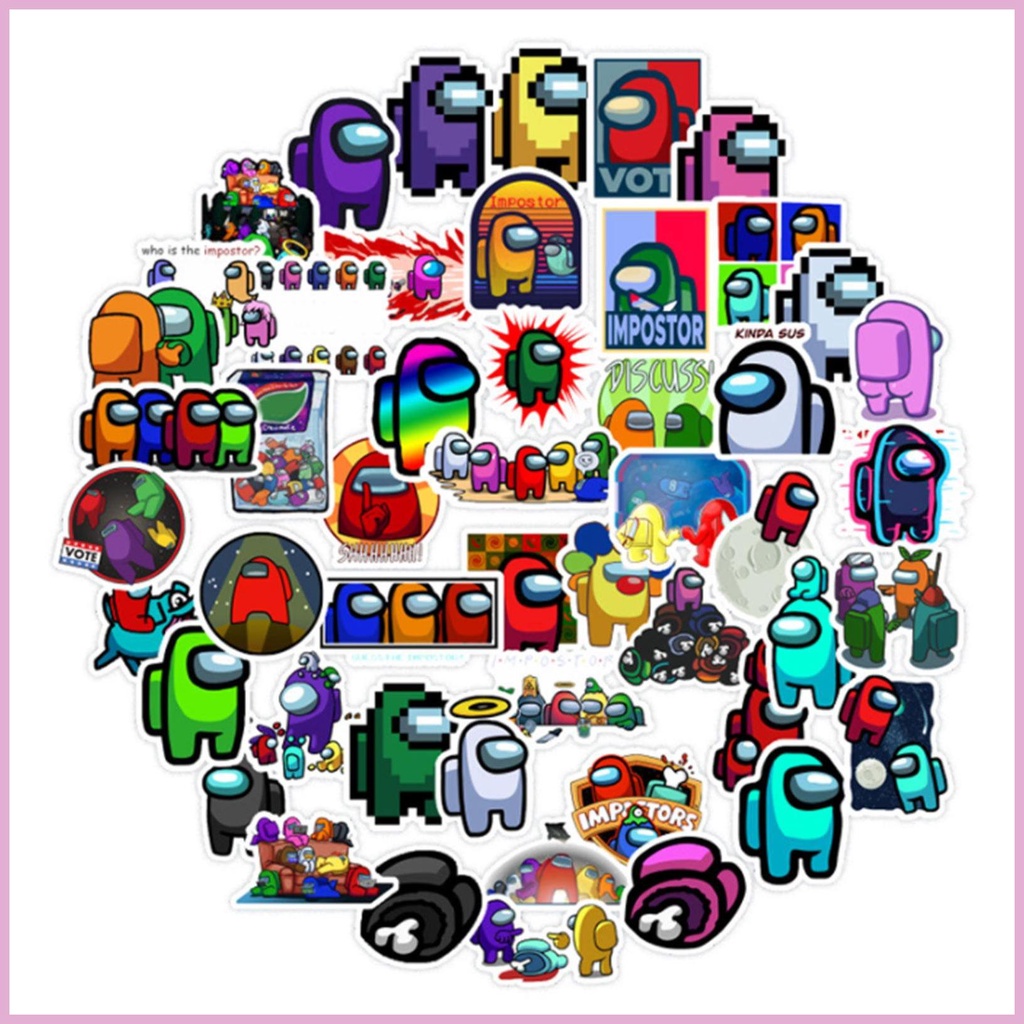 Bộ 50 Miếng Dán Họa Tiết Anime Dễ Thương Dùng Trang Trí Chai Nước Laptop