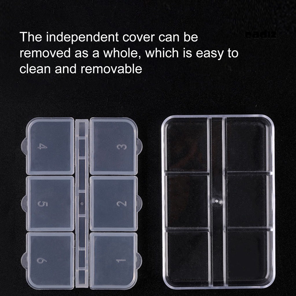 Bộ 5 Hộp Nhựa Trong Suốt 6 Ngăn Đựng Trang Sức Sức Chứa Lớn Tiết Kiệm Không Gian