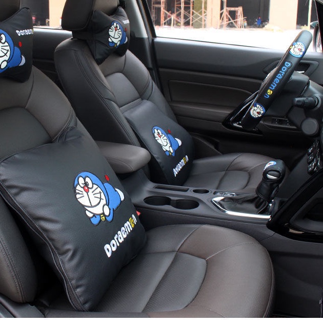 Vỏ Bọc Vô Lăng Xe Hơi Bằng Da In Hình Doraemon Thoáng Khí Chống Mòn