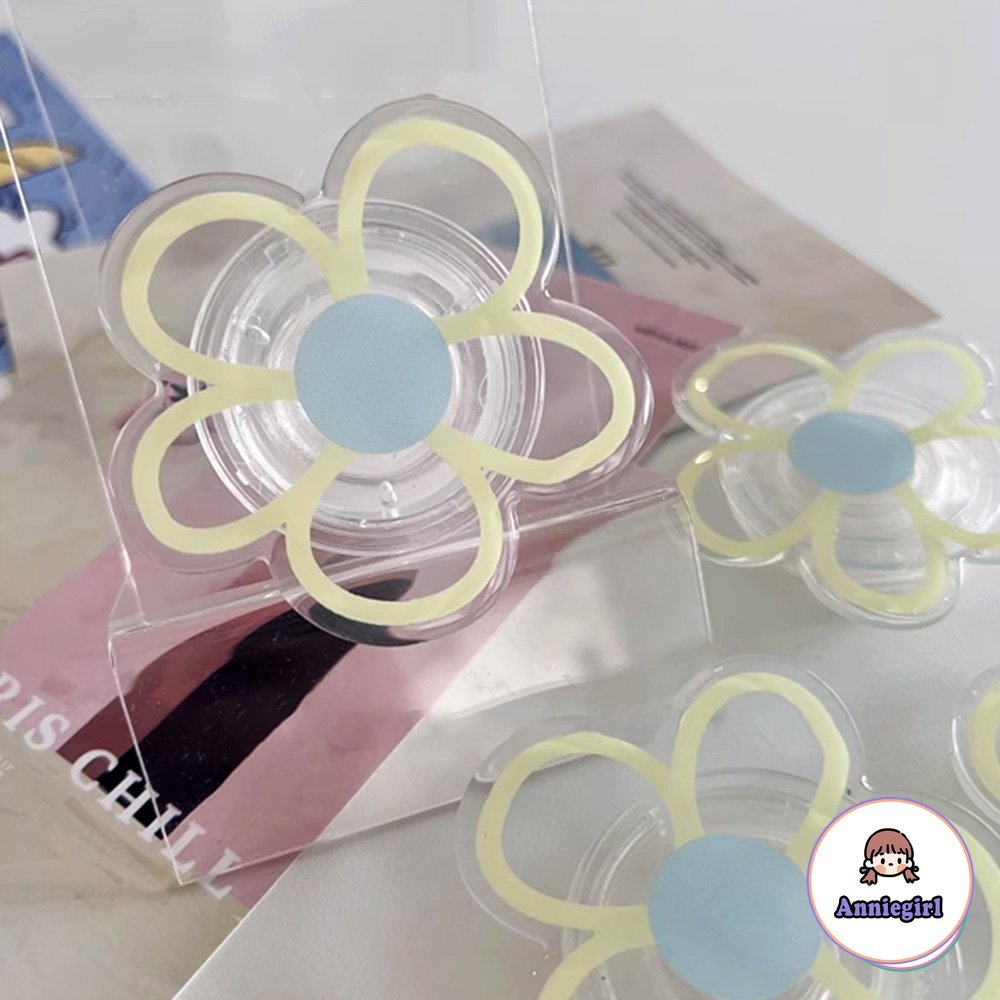 Giá Đỡ Điện Thoại / Máy Tính Bảng Hình Hoa Màu Xanh Da Trời Bằng Kính Cường Lực