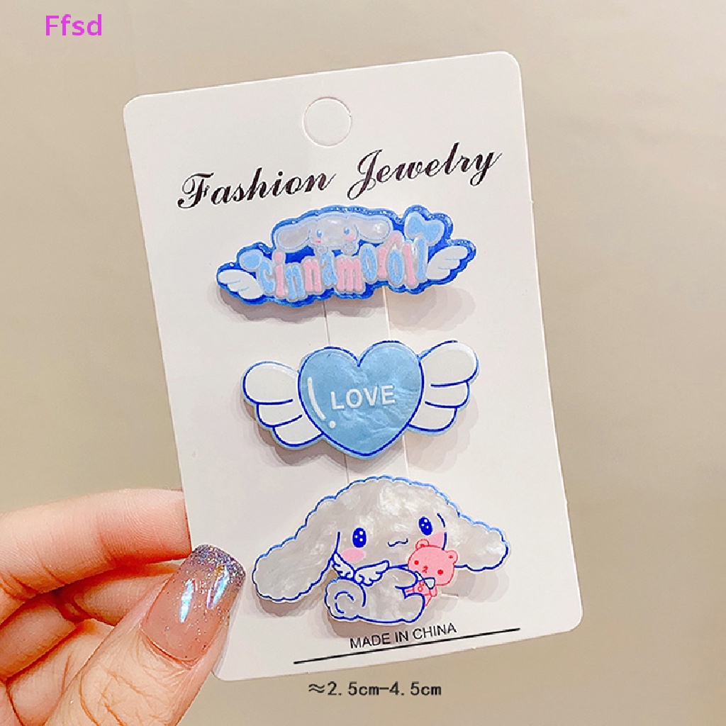 {Ffsd} Set 3 Kẹp Tóc Đơn Giản Hình Trái Tim Cô Gái Cinnamoroll Kuromi My Melody KT Sanriod Hoạt Hình Quà Tặng Bán Chạy