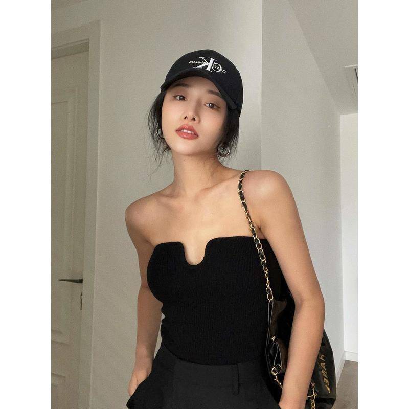 Áo Bra Dệt Kim Màu Sắc Trơn Phong Cách Hepburn Hàn Quốc Thời Trang Cho Nữ