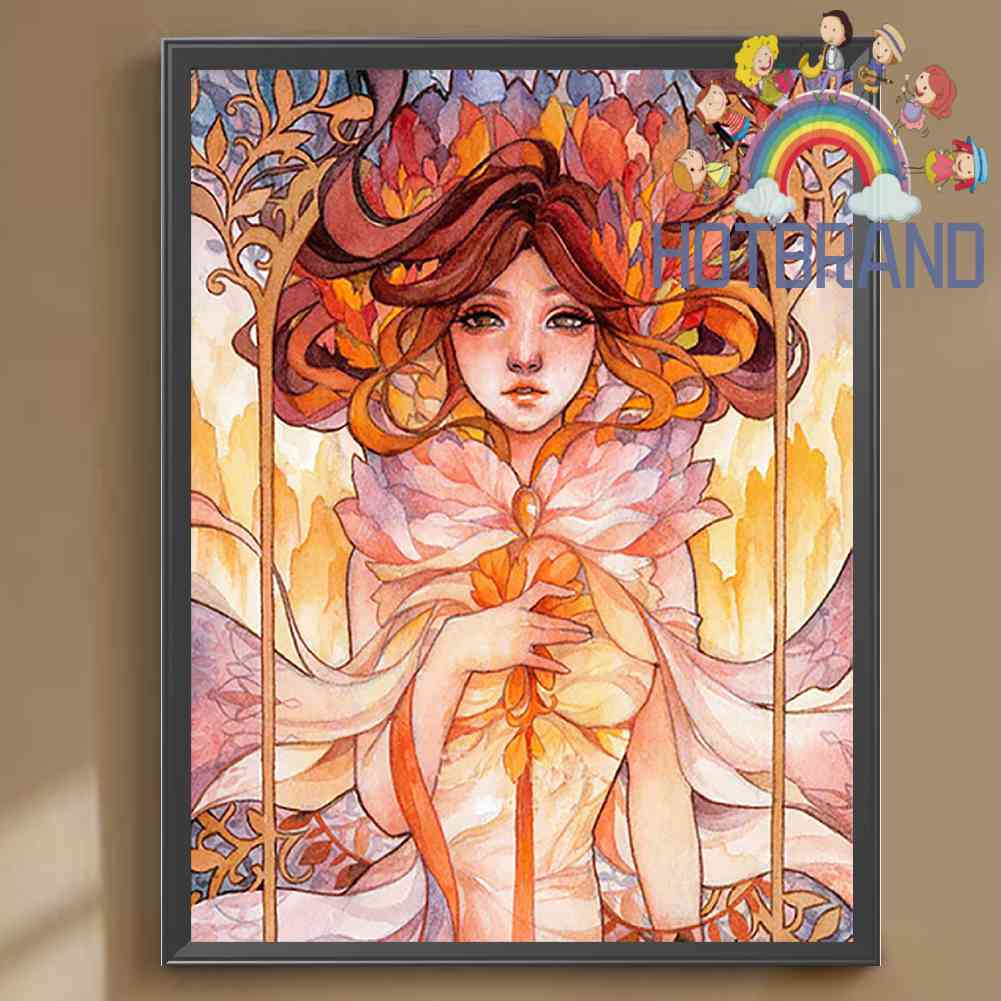 Tranh Đính Đá Kim Cương Toàn Bộ 5D DIY Hình Vẽ Cô Gái Anime Trang Trí Nhà Cửa