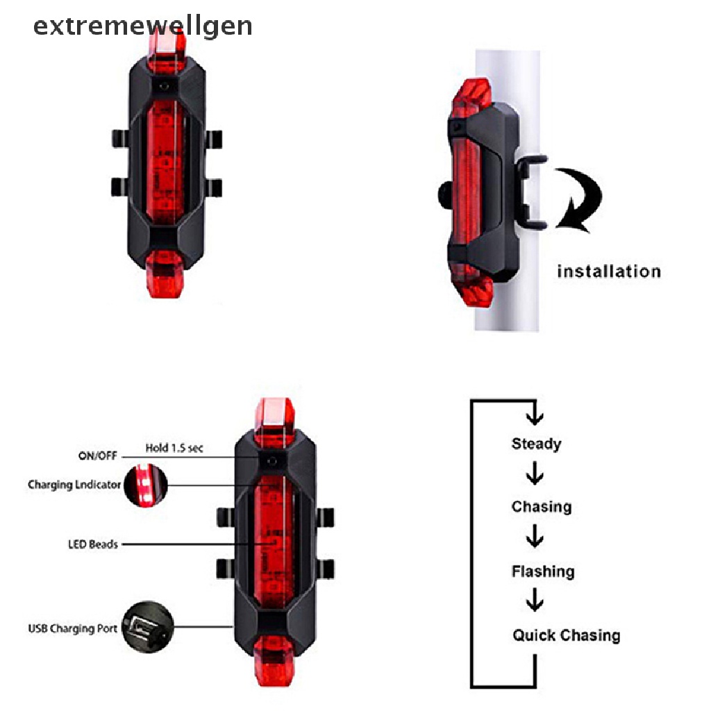 Đèn Cảnh Báo Chống Thấm Nước Sạc USB Cho Xe Đạp Leo Núi