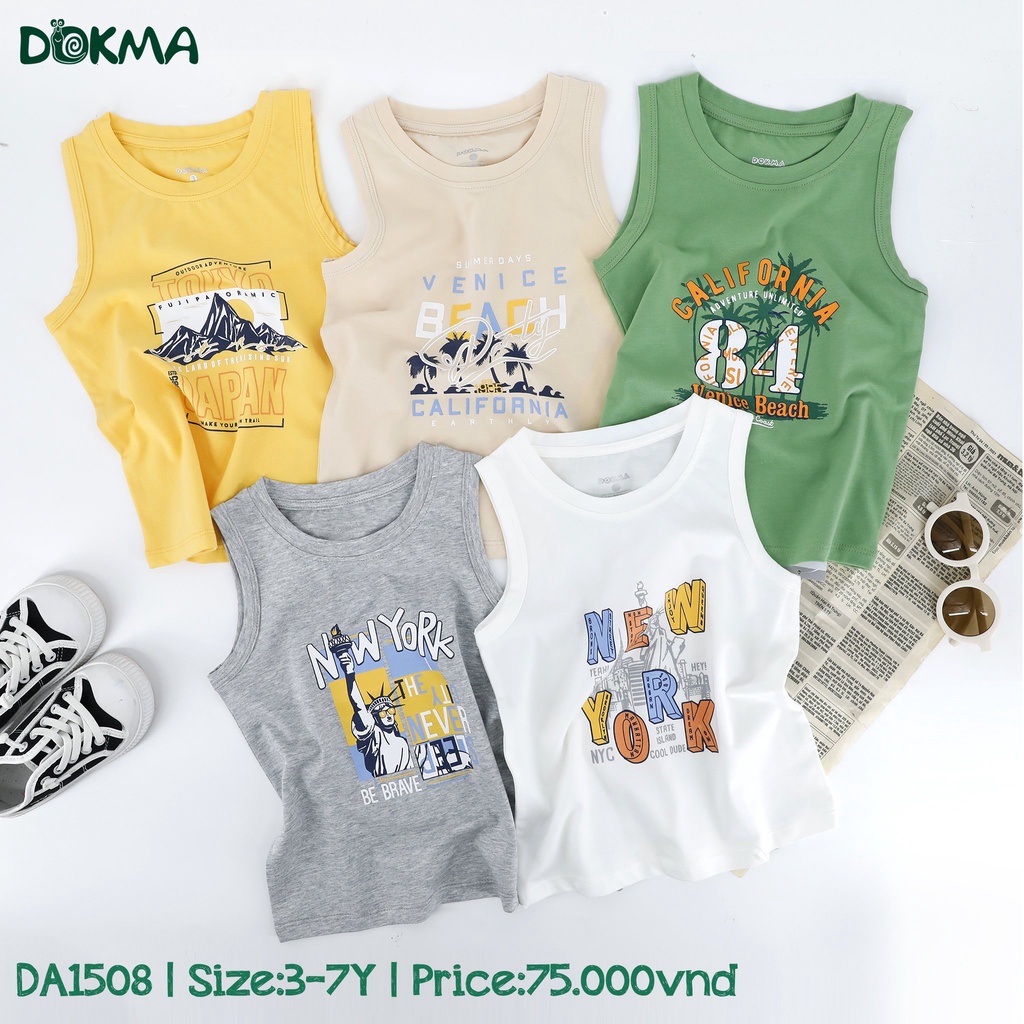 Áo ba lỗ bé trai Dokma DA1508 (3-7 tuổi, 13-25kg)