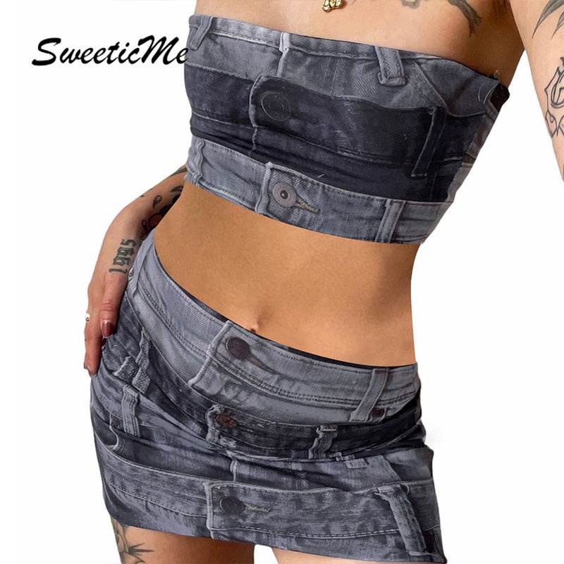 Bộ Áo Croptop Dáng Ôm In Họa Tiết Cổ Điển Thời Trang 2023 Cho Nữ