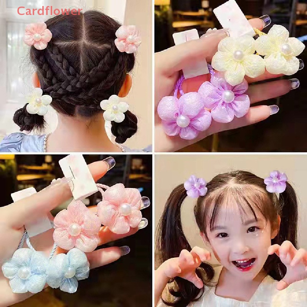 Bộ 2 Dây Cột Tóc Co Giãn In Họa Tiết Hoa Màu Kẹo Ngọt Dành Cho Nữ