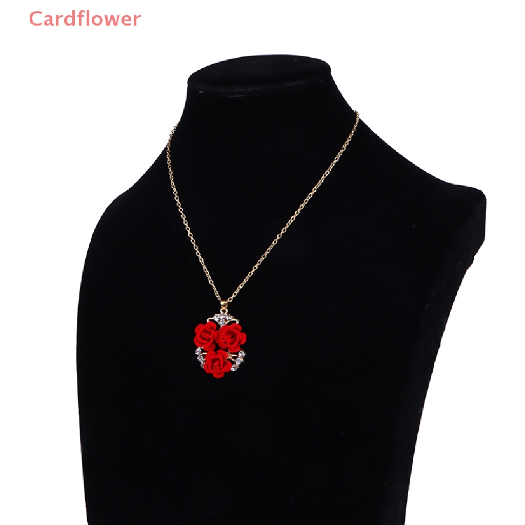 Bộ Trang Sức Vòng cổ + Nhẫn + Bông Tai Hình Hoa Hồng Bằng Nhung Đính Đá Zircon Quyến Rũ Cho Nữ