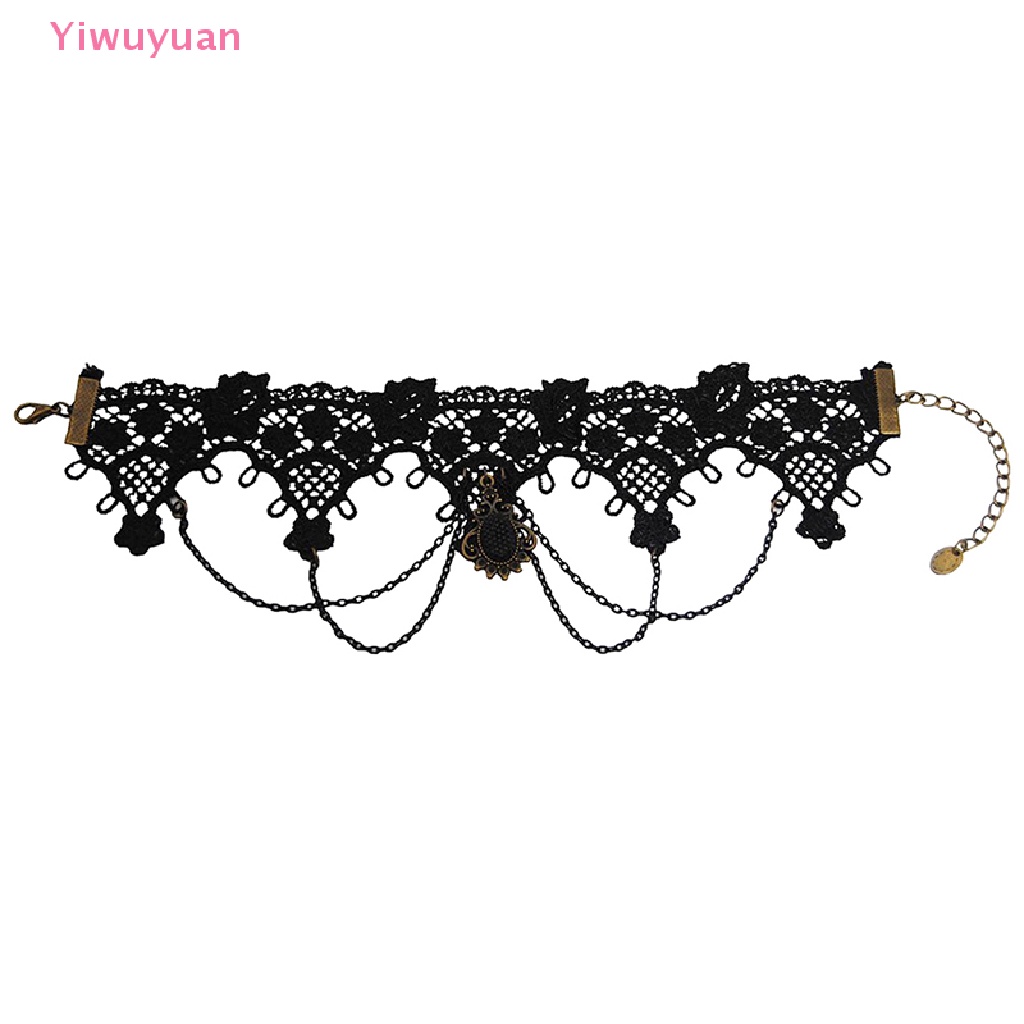 (MớI) Vòng Cổ Choker Ren ĐíNh HạT Tua Rua Phong CáCh Gothic
