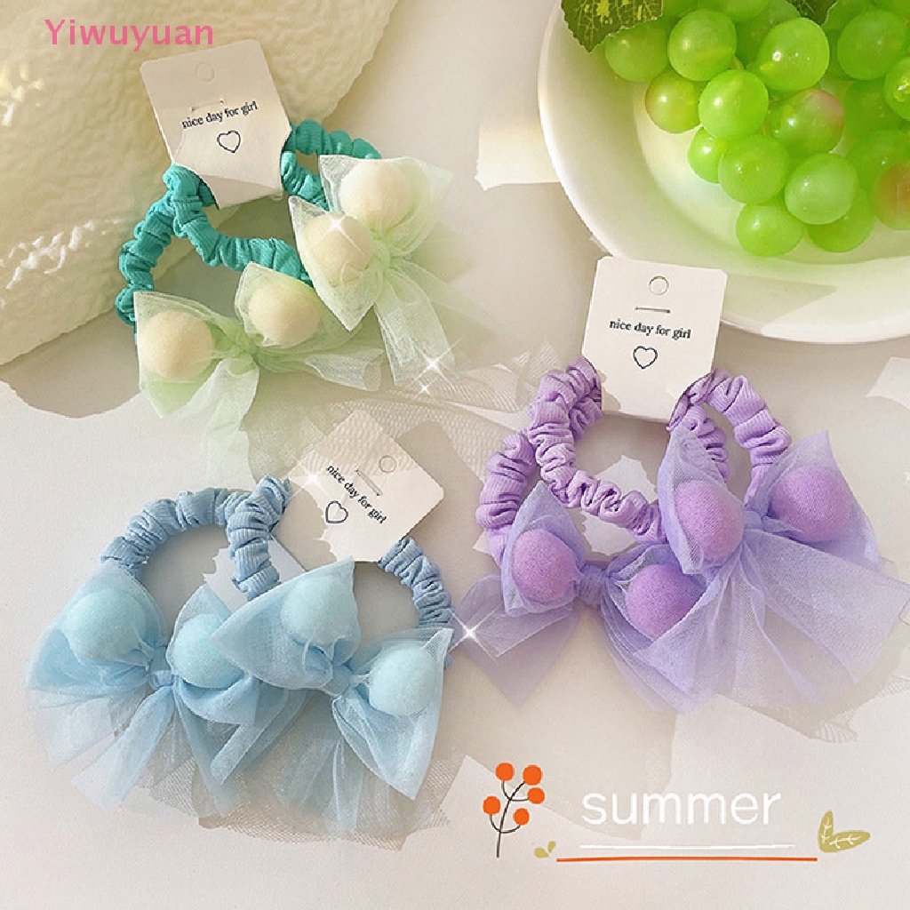 Dây Buộc Tóc Cao Su Organza Co Giãn Màu Kẹo Hình Nơ Dễ Thương Cho Bé Gái