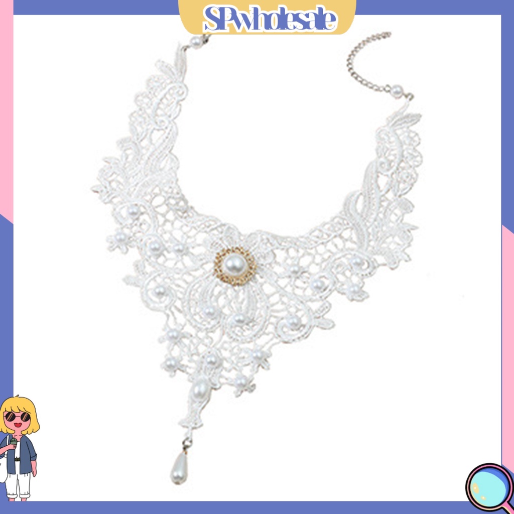 <SPwholesale> Vòng Cổ Choker Ren Đan Móc Phong Cách Retro Tinh Tế Có Thể Điều Chỉnh Phù Hợp Với Mọi Ngày