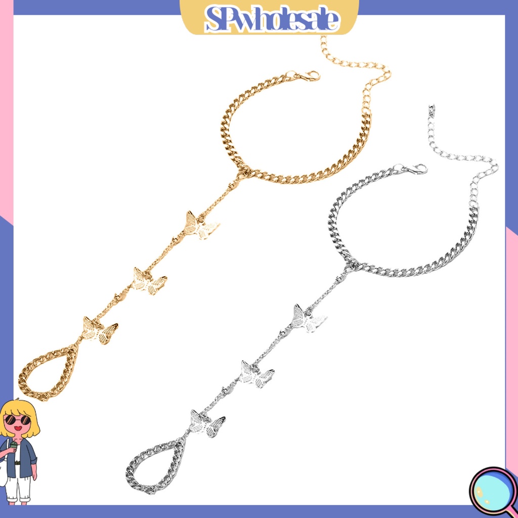 <SPwholesale> Vòng Tay Dạng Nhẫn Hình Bướm Có Thể Điều Chỉnh Độ Dài Phong Cách Hip hop Cho Nữ