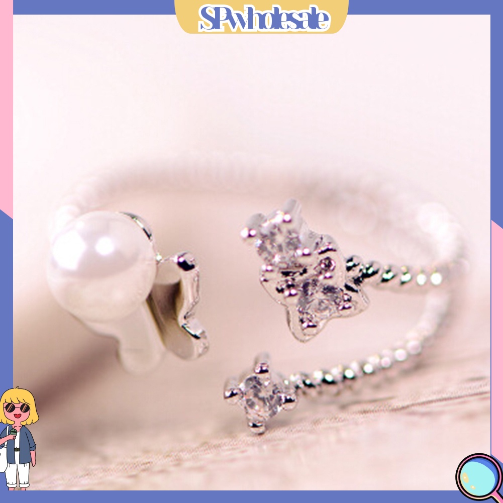 <SPwholesale> Nhẫn Hình Bướm Đính Ngọc Trai Nhân Tạo Thời Trang Dành Cho Nữ