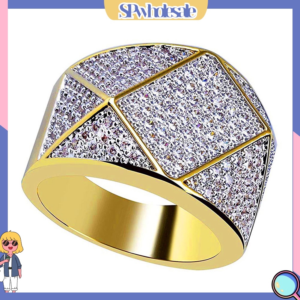 <SPwholesale> Nhẫn Dát Đá Hình Học Thời Trang Cho Nam