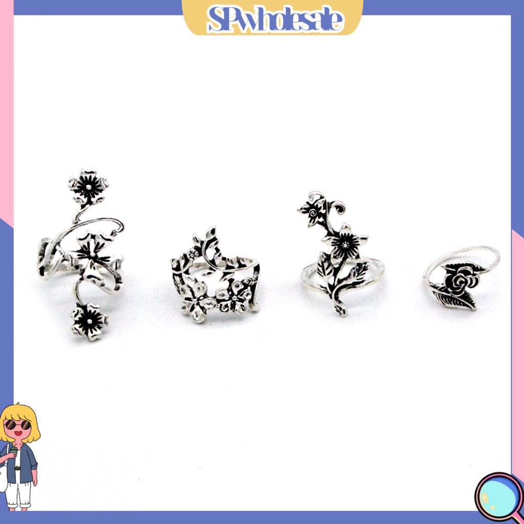 <SPwholesale> Set 4 Nhẫn Đeo Khớp Ngón Tay Phong Cách Trung Hoa Cổ Điển Dành Cho Nữ