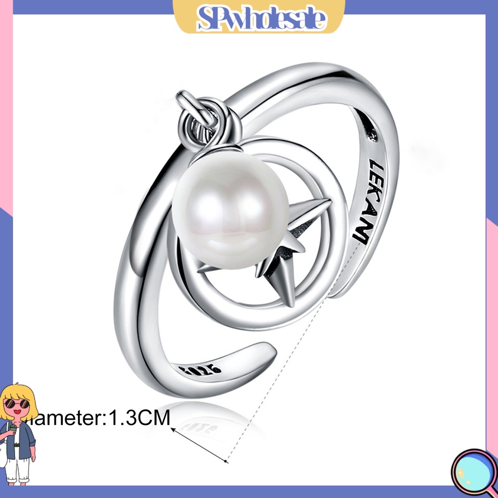 <SPwholesale> Nhẫn Cưới Bạc 925 Đính Ngọc Trai Nhân Tạo Thời Trang Dành Cho Nữ
