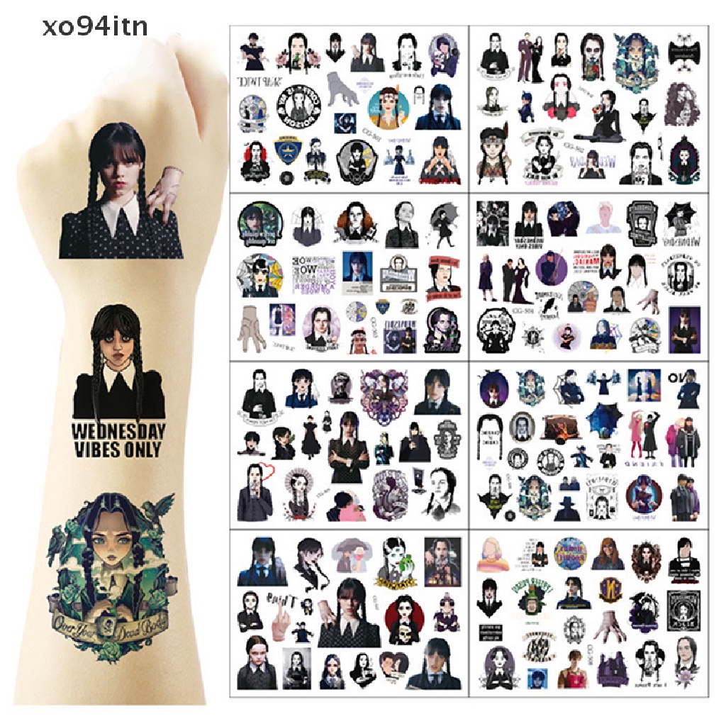 1 Tờ Nhãn Dán Trang Trí Xe Hơi / Laptop / Điện Thoại Họa Tiết Addams Kinh Dị Mỹ