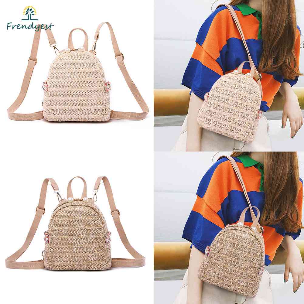 Túi Cói Đeo Chéo Đính Ngọc Trai Thời Trang Dành Cho Nữ