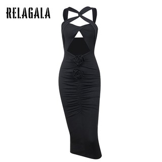 RelaGala Nữ Thời Trang Mới Màu Trơn Kỳ Nghỉ Gợi Cảm Ôm Rỗng Đầm