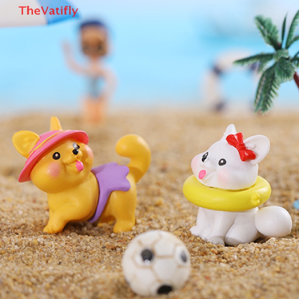 [Thevalifly] Mô Hình Chú Chó Bãi Biển Mini Bằng Nhựa Resin Dễ Thương Sáng Tạo Trang Trí Nhà Búp Bê