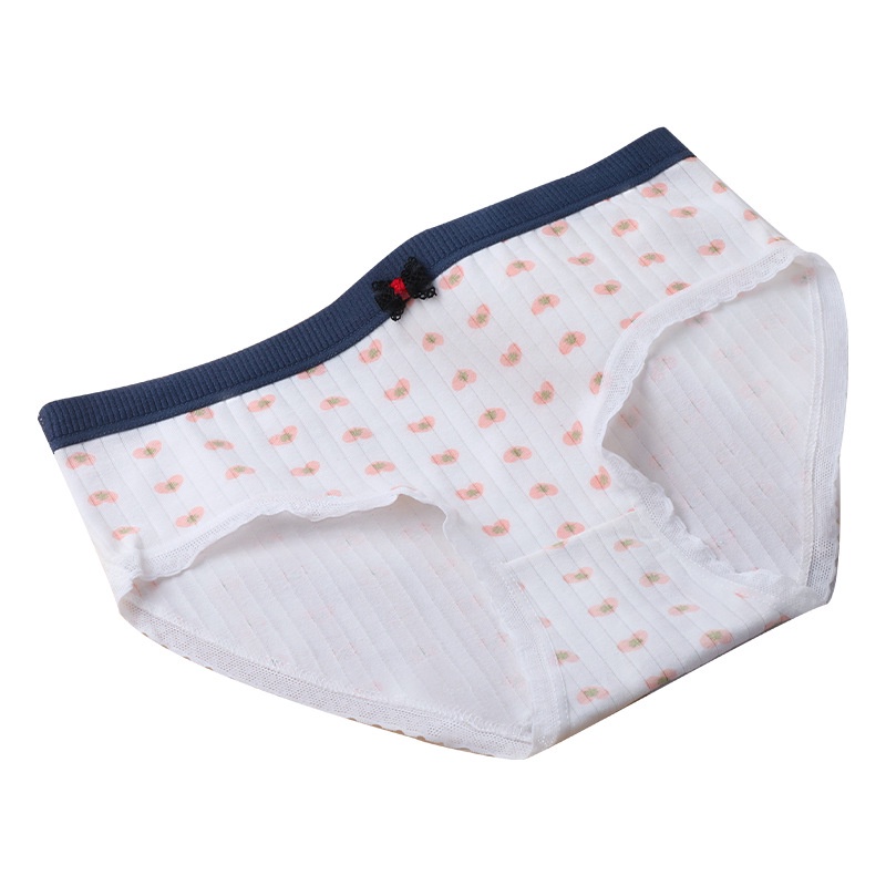 Quần Lót Cotton Nguyên Chất Kháng Khuẩn Lưng Vừa Họa Tiết Hoa Phong Cách Nhật Bản Cho Nữ