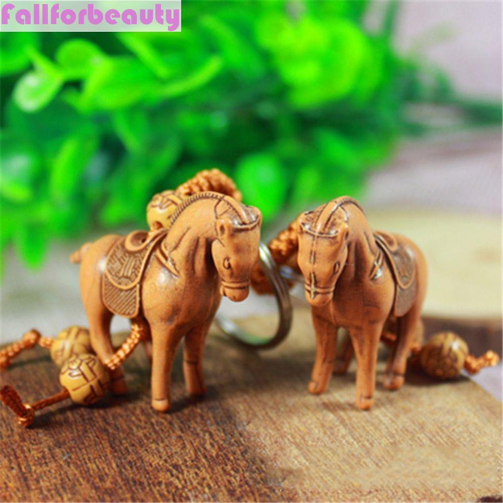 Fallforbeauty Móc Khóa Ngựa May Mắn Chạm Khắc Voi Hoạt Hình Trung Hoa Sáng Tạo Cho Nữ