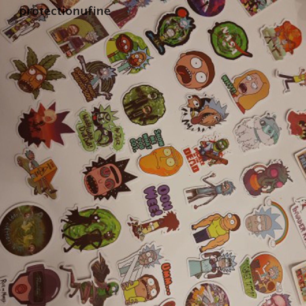 Bộ 50 Miếng Dán Trang Trí Hành Lý / Ván Trượt Họa Tiết Hoạt Hình rick Dễ Thương PR3VN Áo Thun In Hình Martijn Thời Trang Cá Tính