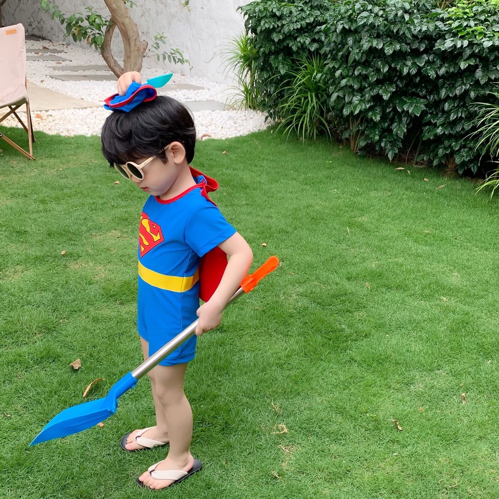 Bộ Đồ Bơi Một Mảnh Mau Khô Chống Nắng Họa Tiết Siêu Nhân Thời Trang Mùa Xuân Cho Bé Trai