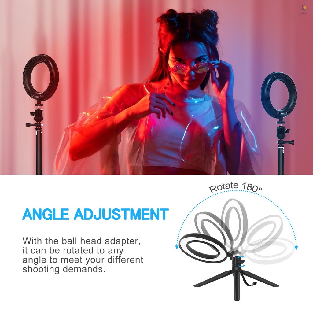 Set 2 Đèn LED USB 6 Inch 5600K + 2 Chân Máy Ảnh + 2 Đầu Bóng Linh Hoạt + Bộ Lọc 6 Màu (Đỏ / Vàng / Xanh Dương)