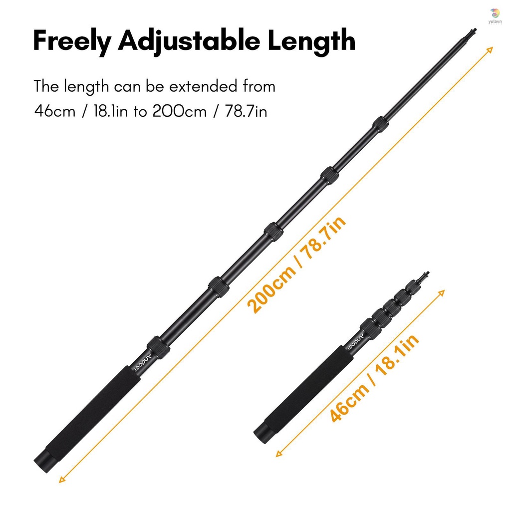 ANDOER Cánh Tay Nối Dài 6 Phần Bằng Hợp Kim Nhôm Cho Micro 1 / 4 Inch 46cm - 200cm / 18.1in-