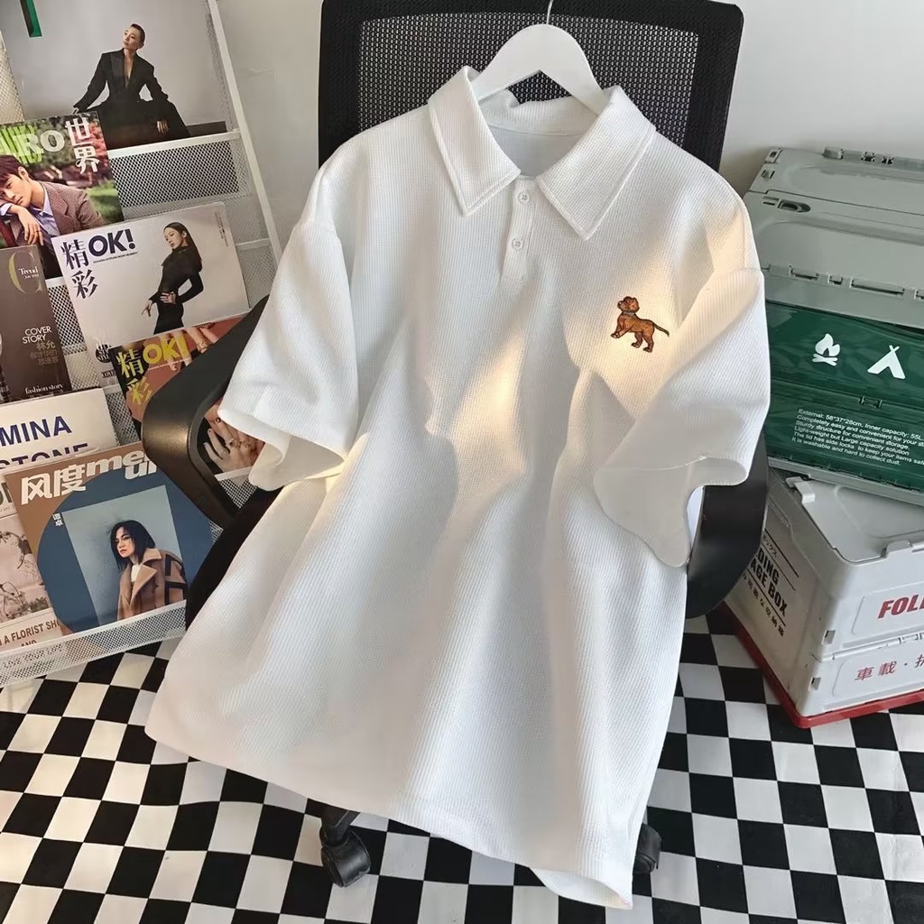 Áo Thun POLO Tay Lỡ In Họa Tiết Thời Trang Harajuku 2023 Mới Cho Nam