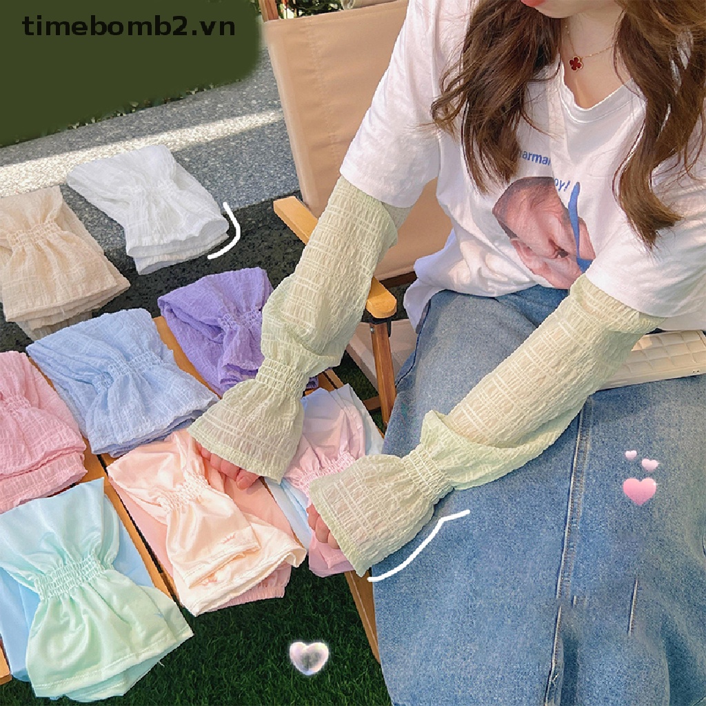 { # Găng Tay Chống Nắng Chống Tia UV Bằng Lụa Lạnh Màu Gradient Bảo Vệ Cánh Tay Khi Lái Xe / Chạy Bộ / Câu Cá Ngoài Trời