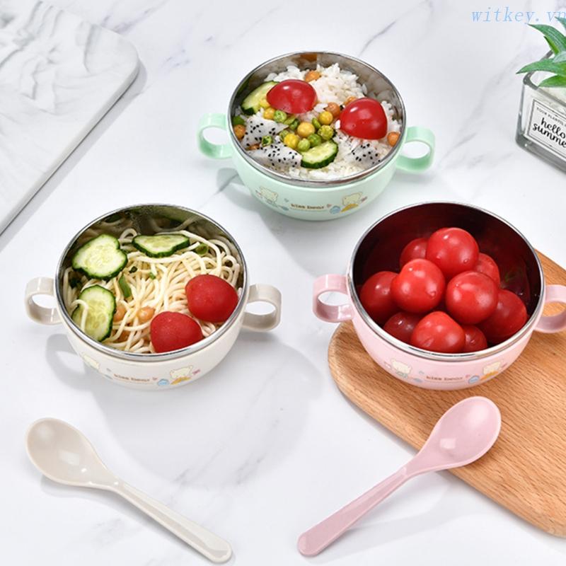 Bộ Bát Ăn 300ml Bằng Thép Không Gỉ Có Nắp Đậy Dành Cho Trẻ Em
