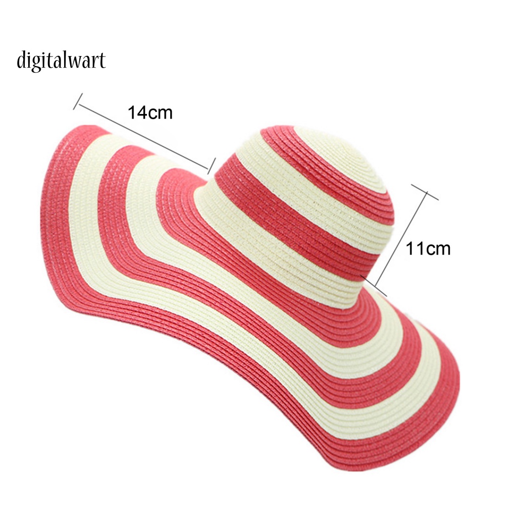 Kỹ Thuật Số| Nón Bucket Rộng Vành Hoạ Tiết Kẻ Sọc Màu Sắc Tương Phản Thời Trang Mùa Hè Cho Phái