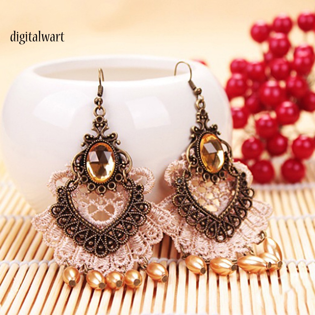 Kỹ Thuật Số| 1 Đôi Bông Tai Ren Rỗng Đính Đá Tua Rua Phong Cách Halloween