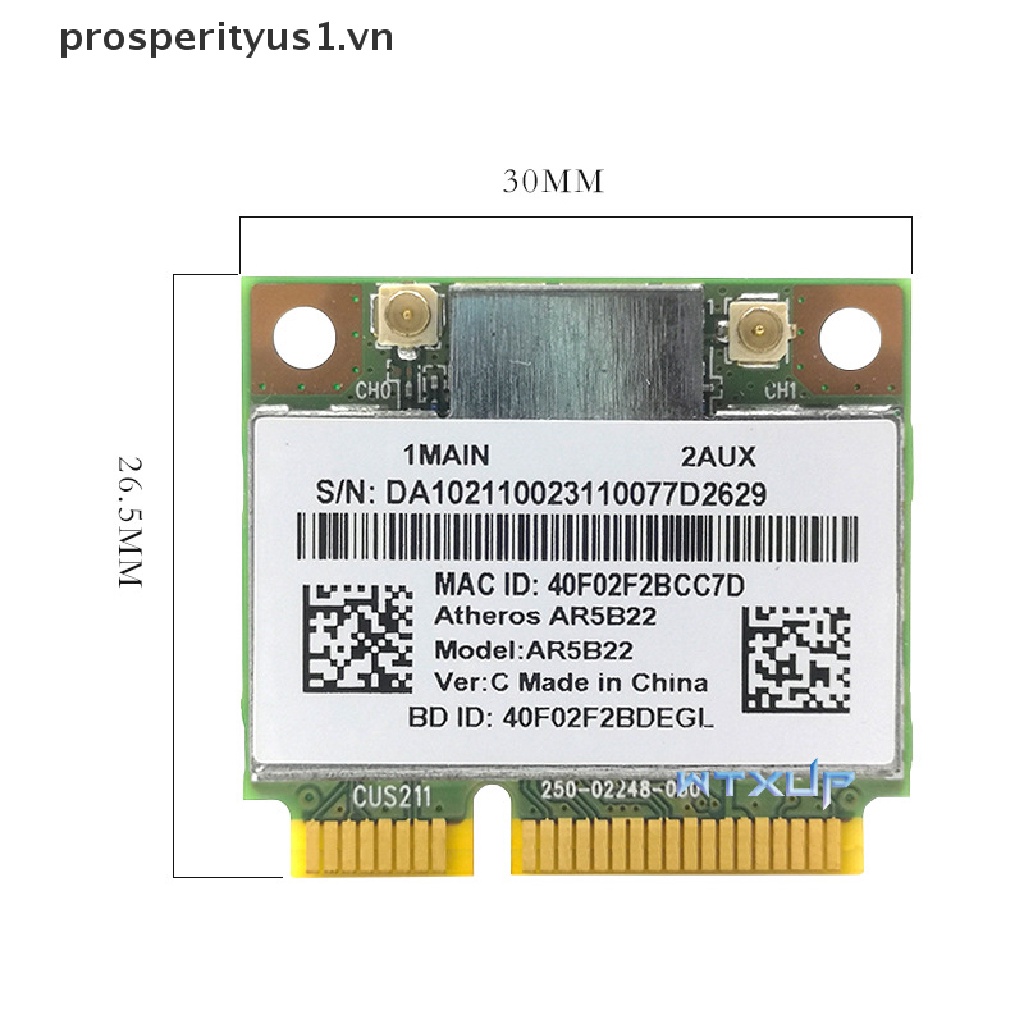1 [prosperityus1] 1 Thẻ Mạng Không Dây Bluetooth 4.0 R5B22 300M 5G Băng Tần Kép Cho Laptop