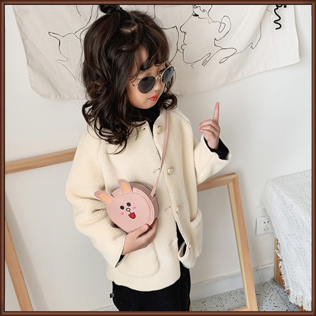 Túi Đeo Chéo Vai Mini Bằng Da Pu Có Khóa Kéo Thời Trang Sành Điệu Cho Trẻ Em