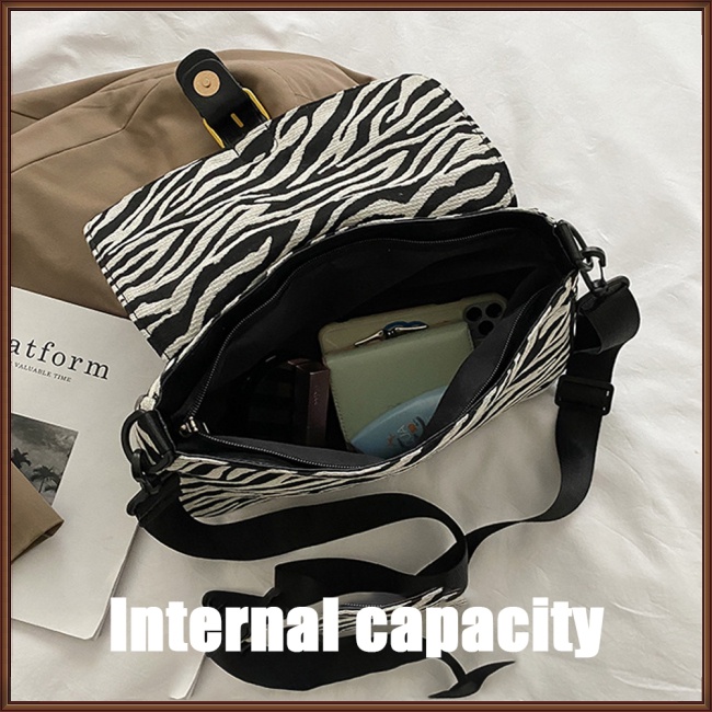 Túi Đeo Vai Đa Năng Có Khóa Kéo In Họa Tiết Kẻ Sọc Thời Trang Cho Nữ