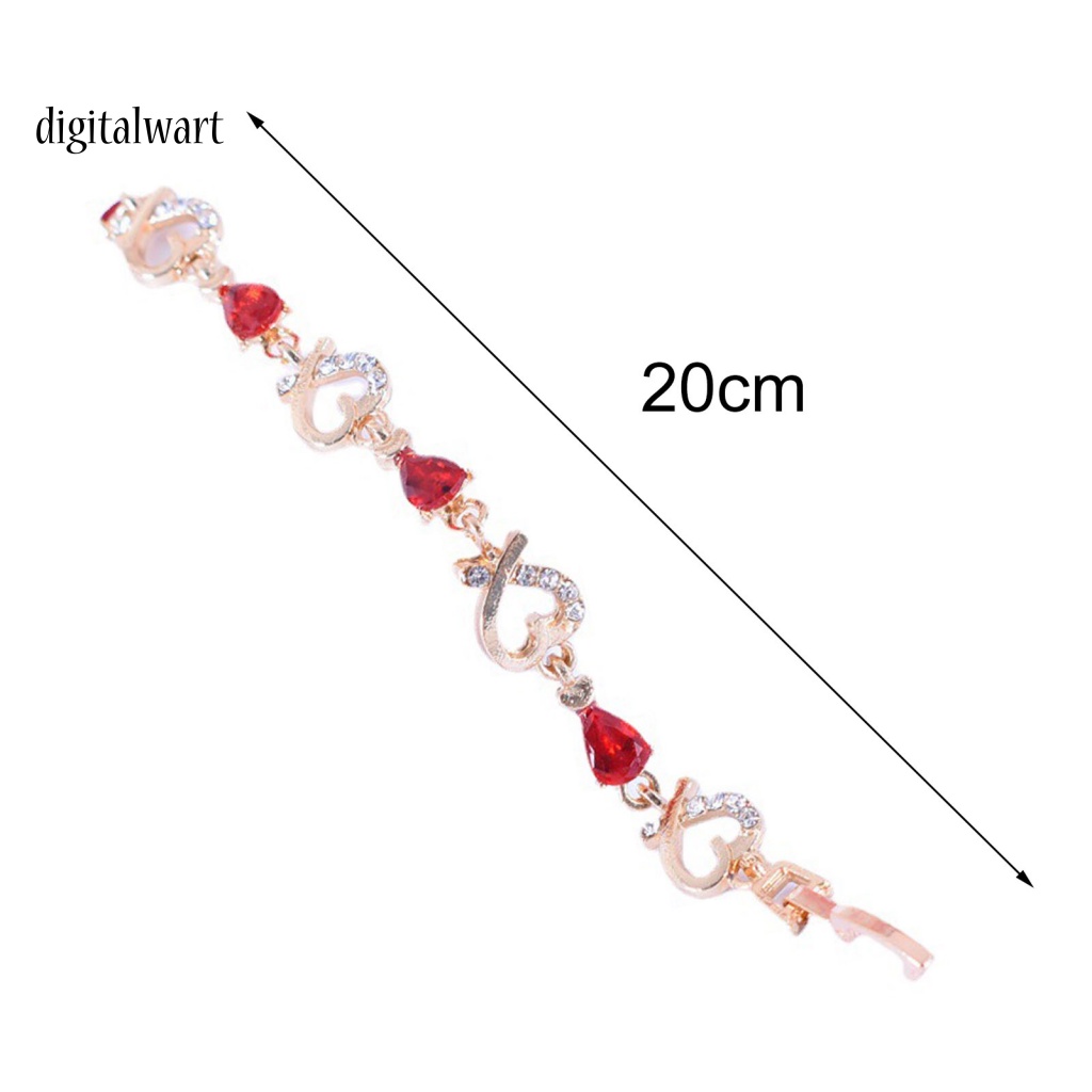 Kỹ Thuật Số| Vòng Tay Hợp Kim Mặt Hình Trái Tim Đính Đá Lấp Lánh Cho Nữ