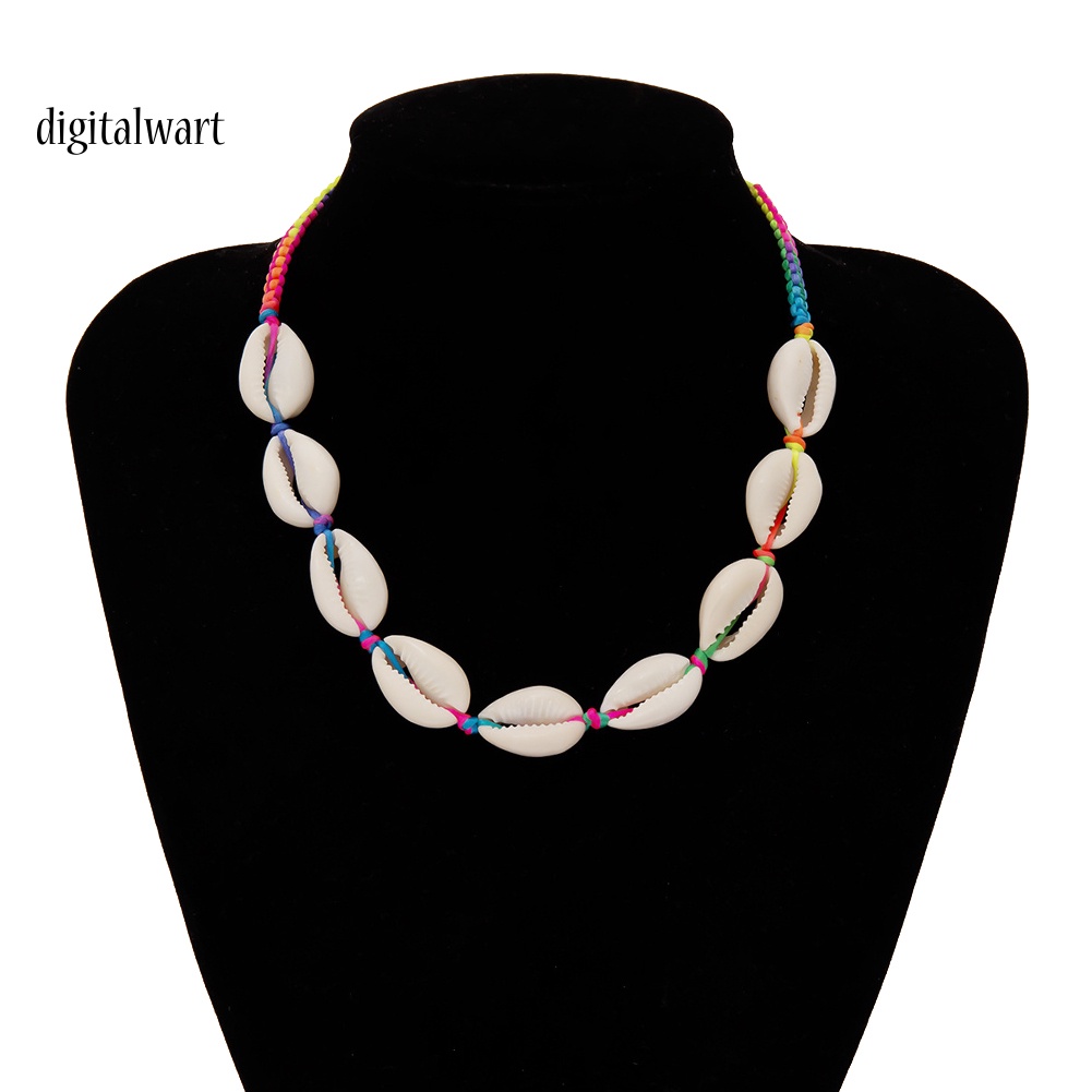 Kỹ Thuật Số| Vòng Cổ Choker Dây Bện Đính Vỏ Sò Nhiều Màu Phong Cách Hawaii