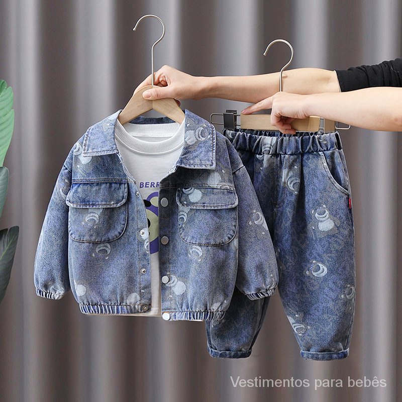 Set Đồ Denim Ba Món Thời Trang Mùa Xuân 2023 Cho Bé Trai