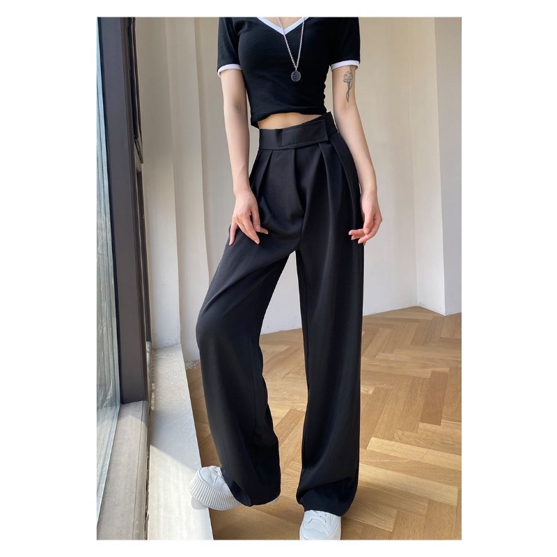 Quần Dài Lưng Cao Ống Rộng Phong Cách Retro Thời Trang Cho Nữ