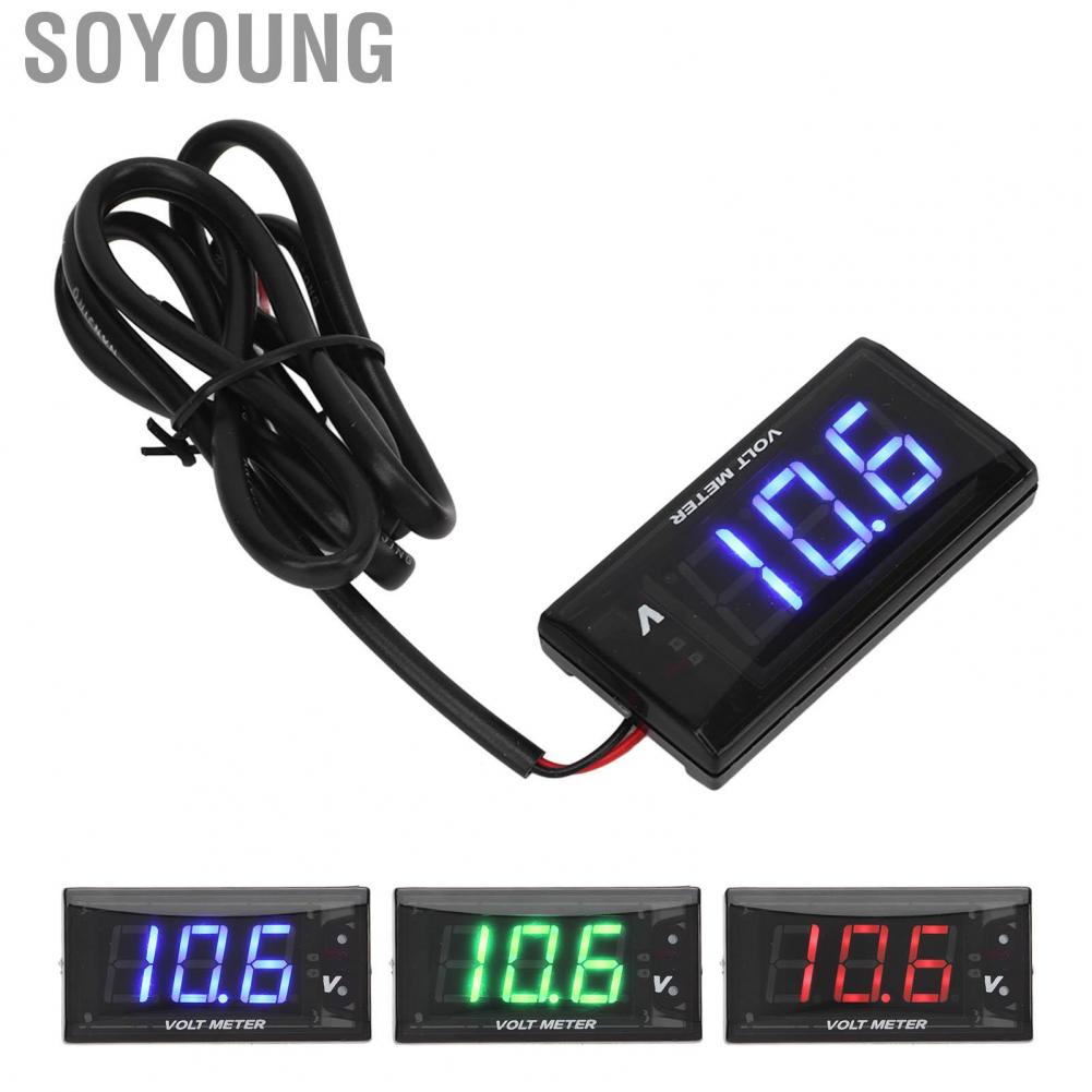 Soyoung Motorcycle Voltmeter  Accurate Measurement Universal Waterproof Voltage Gauge Digital Display DC12V for Replacement
