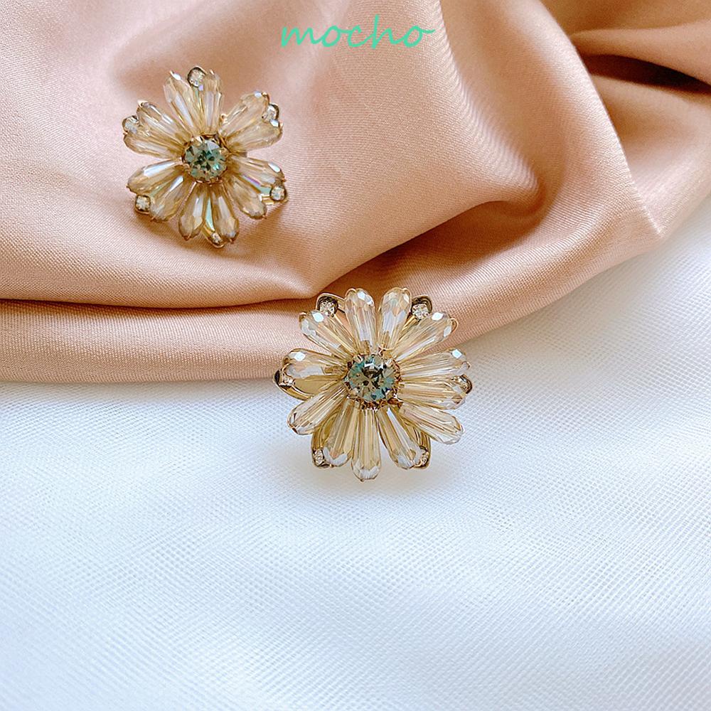 Bông Tai Mạ Bạc 925 Hình Hoa Trong Suốt Phong Cách Retro